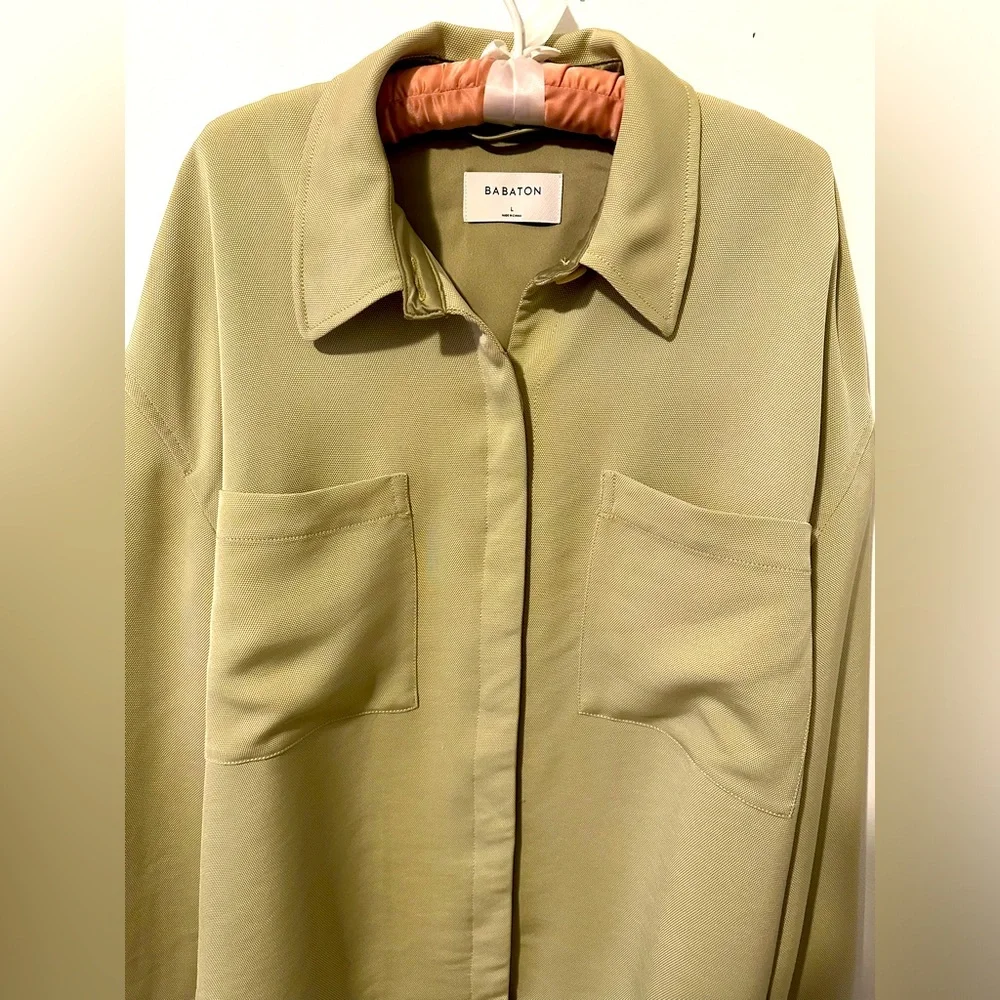 ⭐️SOLD⭐️ Aritzia Babaton Borna Shirt Jacket Pistachio Green L - Picture 6 of 11